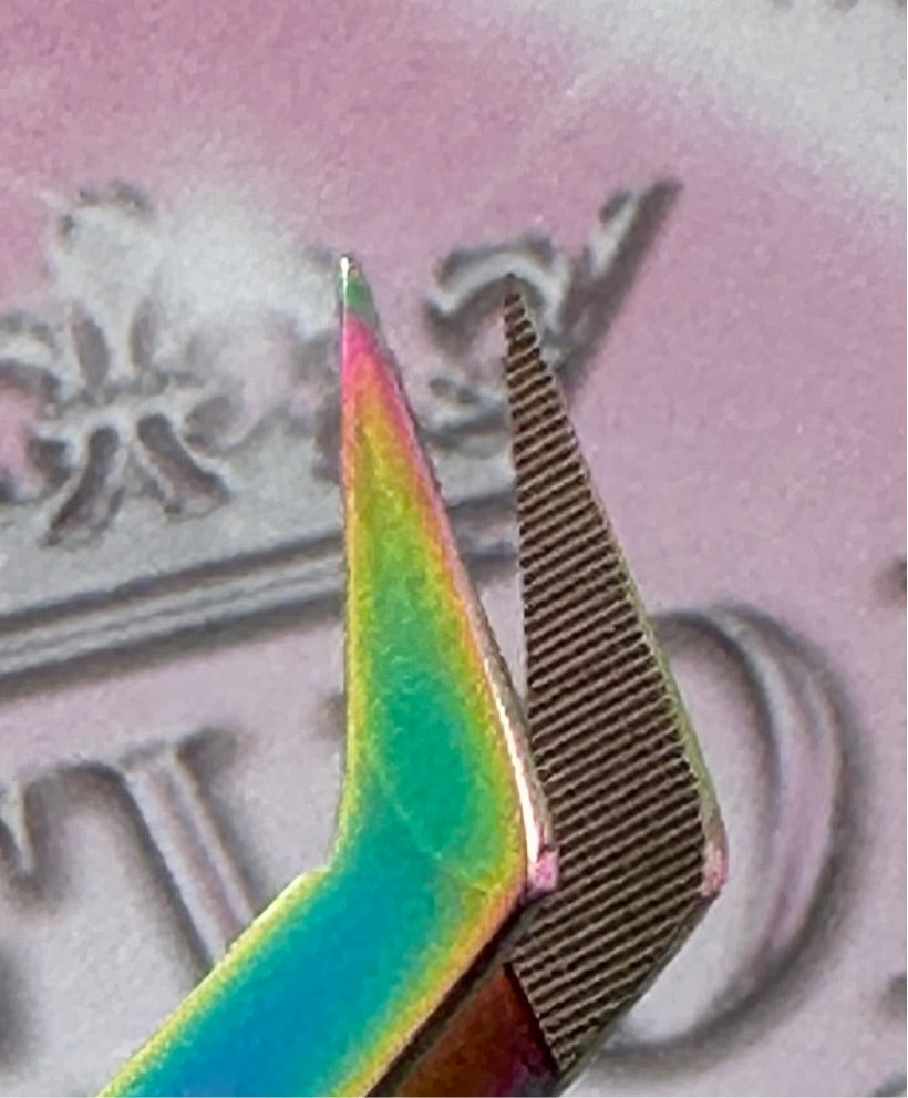 Fibre tip matt black angled tweezer