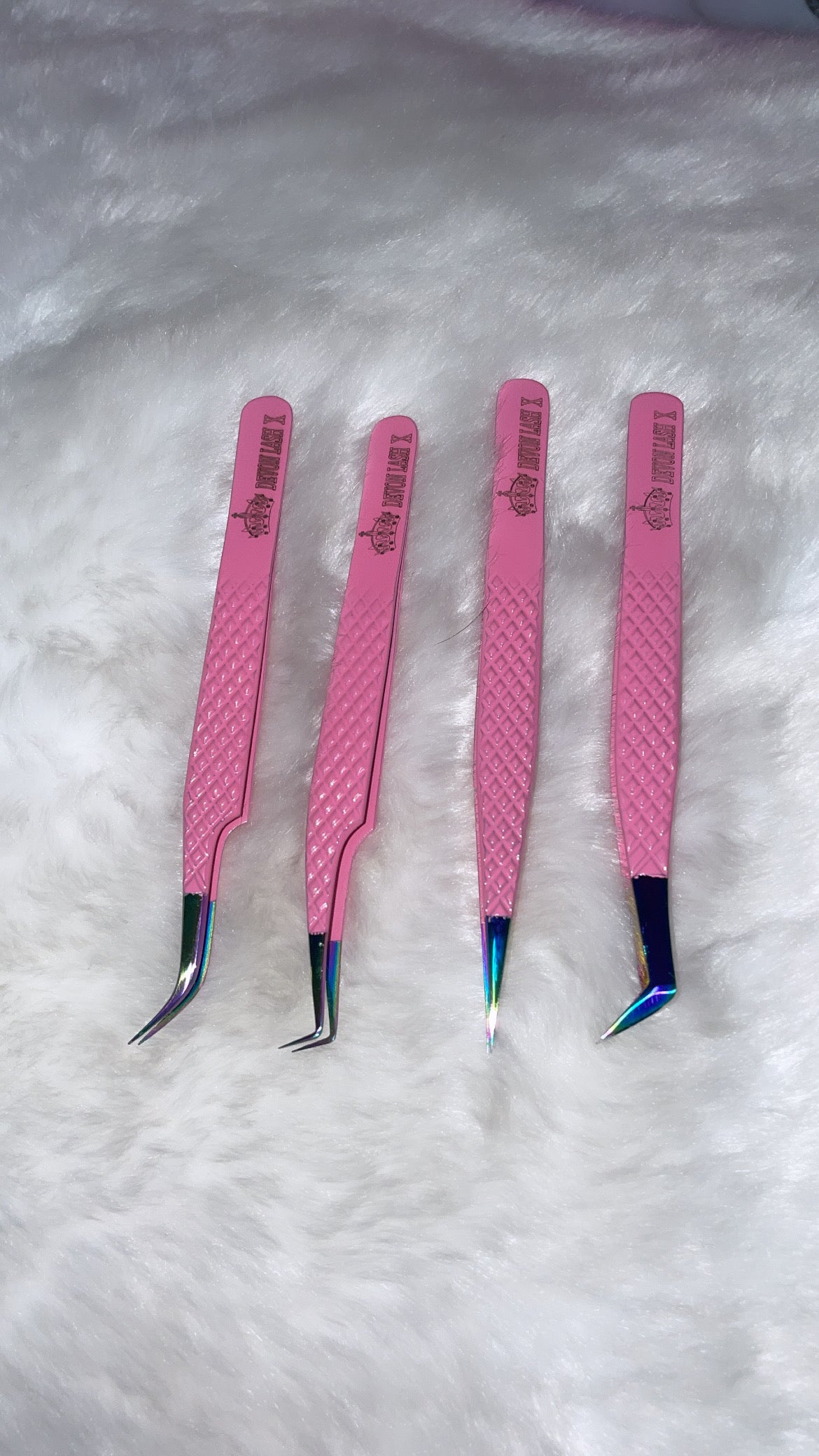 Pink angled tweezer
