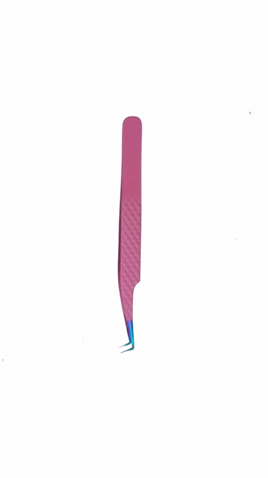 Fibre tip pink angled tweezer