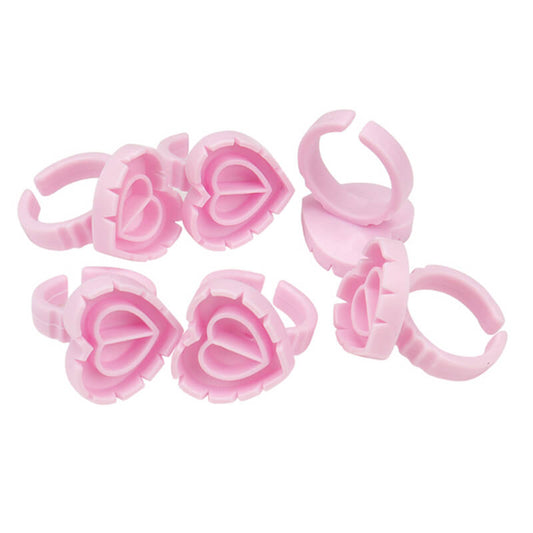 Pink blossom glue rings (100pcs)